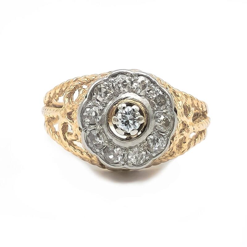 Diamantring in Gelbgold mit Platin Fassung 2 Diamantring in Gelbgold mit Platin Fassung