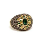 Granat Vintage Ring mit Fancy Diamanten