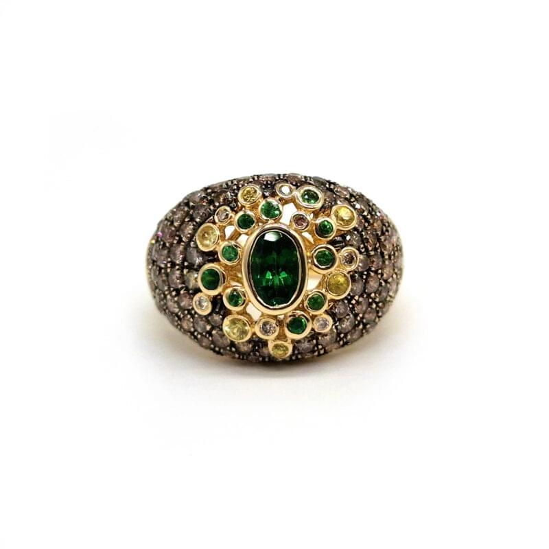 Granat Vintage Ring mit Fancy Diamanten 4 Granat Vintage Ring mit Fancy Diamanten