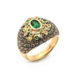 Granat Vintage Ring mit Fancy Diamanten