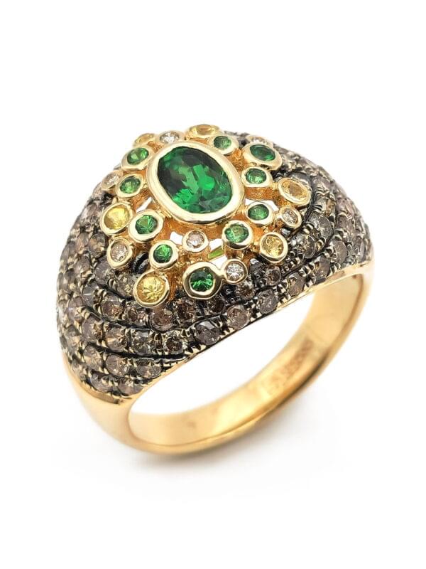 Granat Vintage Ring mit Fancy Diamanten