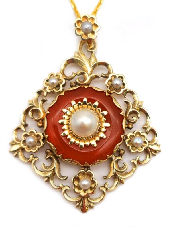 Mondäner Vintage Anhänger mit Karneol