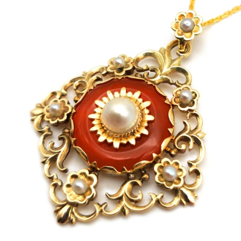 Mondäner Vintage Anhänger mit Karneol 2 Mondäner Vintage Anhänger mit Karneol