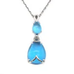 Weissgoldenes Blautopas Collier mit Diamanten