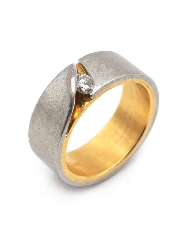 Bicolor Designer Diamantring aus Gold und Platin