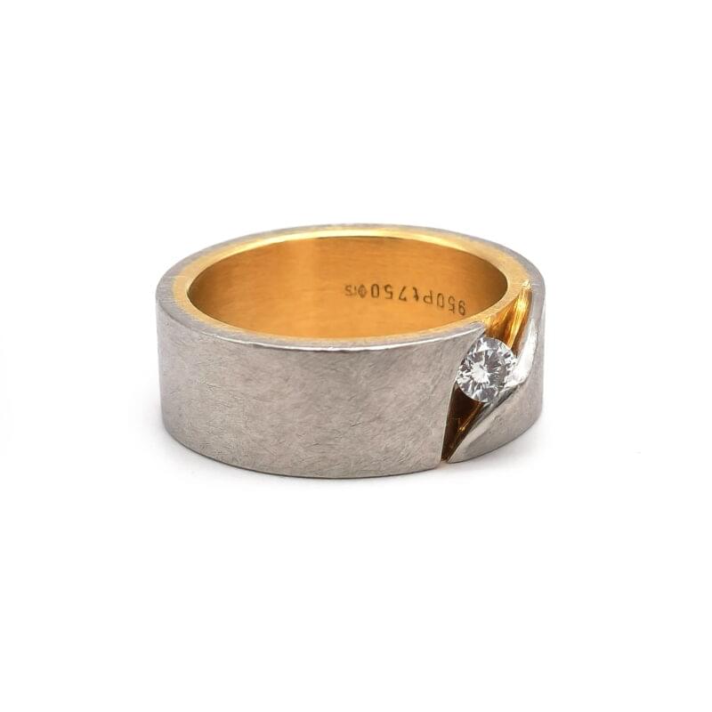 Bicolor Designer Diamantring aus Gold und Platin