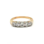 Antiker 5-Stein Diamantring Venus in Gelbgold