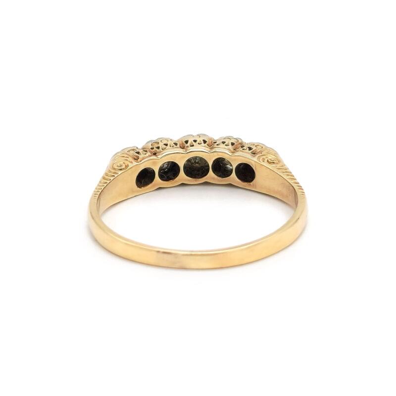 Antiker 5-Stein Diamantring Venus in Gelbgold