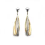 Bicolor Ohrstecker hängend mit Diamanten