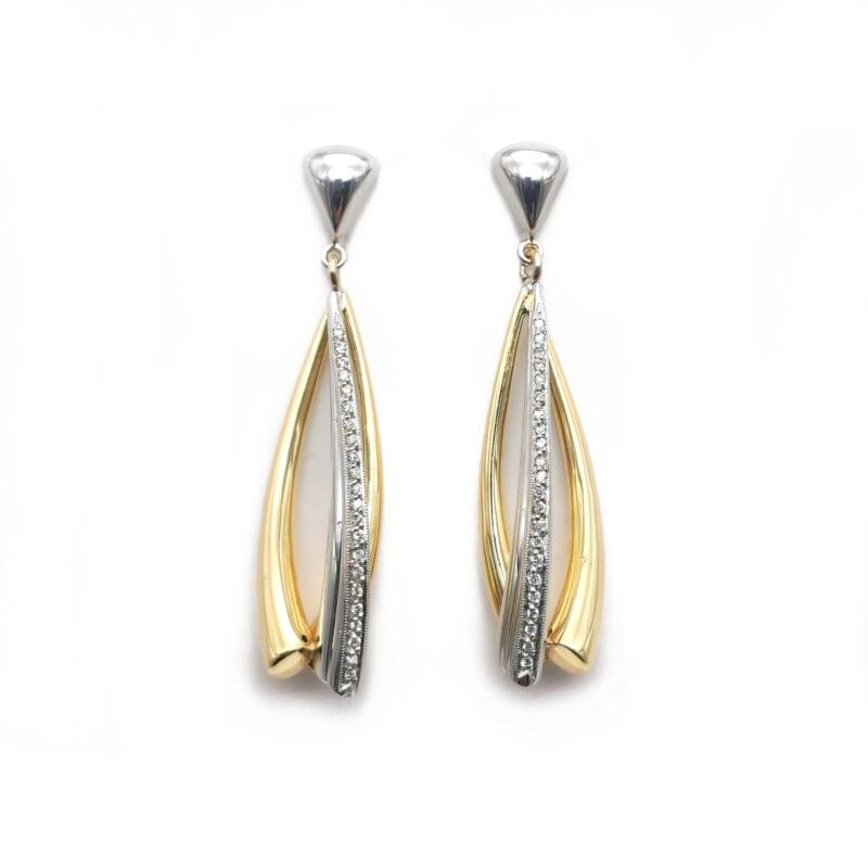Bicolor Ohrstecker hängend mit Diamanten 1 Bicolor Ohrstecker hängend mit Diamanten