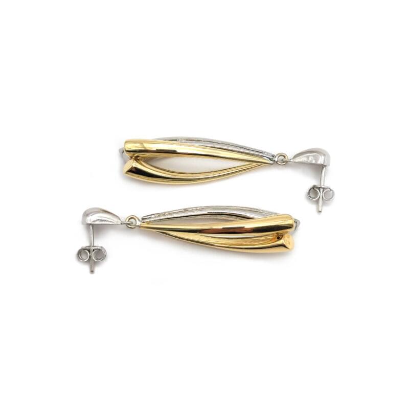 Bicolor Ohrstecker hängend mit Diamanten 4 Bicolor Ohrstecker hängend mit Diamanten