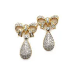 Bicolor Ohrstecker Schleife mit Diamanten