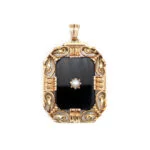 Onyx Anhänger 585er Gelbgold mit Perle