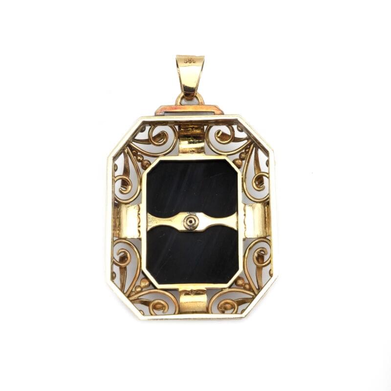 Onyx Anhänger 585er Gelbgold mit Perle