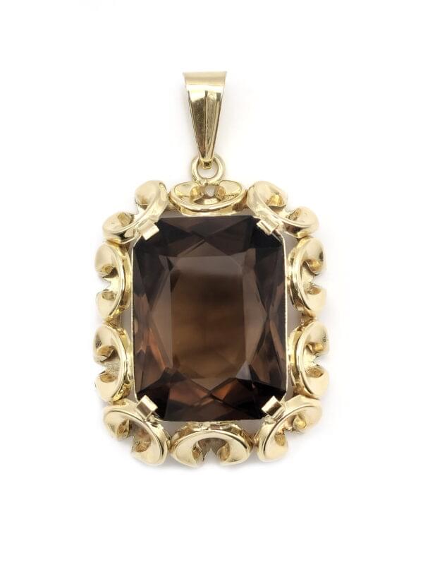 Vintage Gelbgold Anhänger mit Rauchquarz