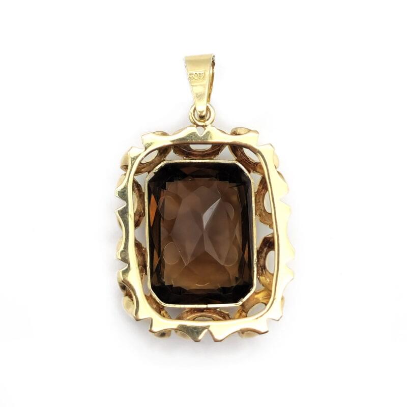 Vintage Gelbgold Anhänger mit Rauchquarz 3 Vintage Gelbgold Anhänger mit Rauchquarz
