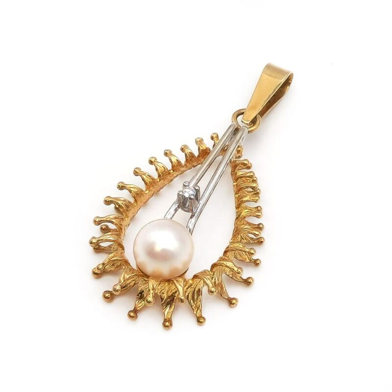 Perlenanhänger in Bicolor und einem Diamant 2 Perlenanhänger in Bicolor und einem Diamant