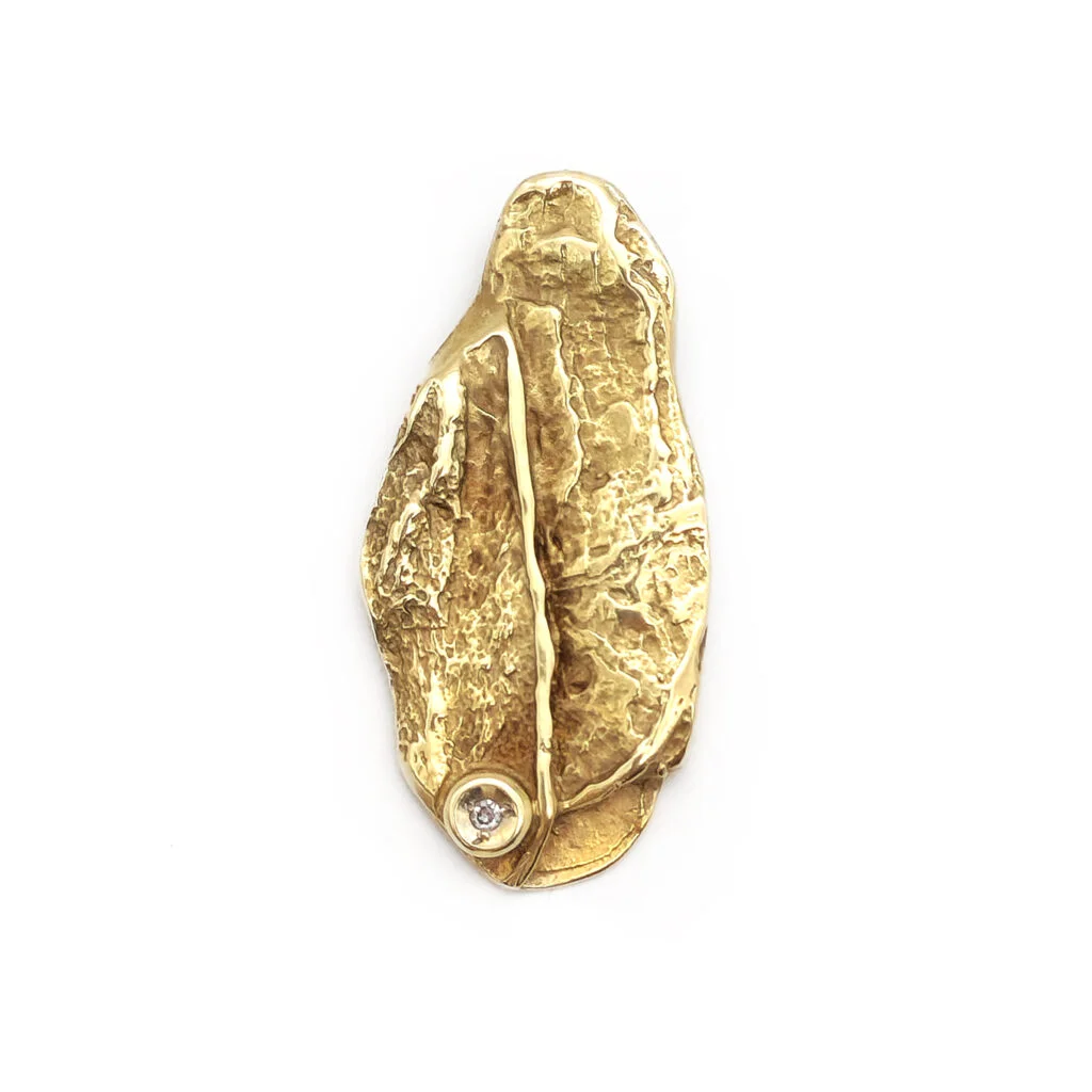 Gelbgold Anhänger mit Diamant im Nugget Style