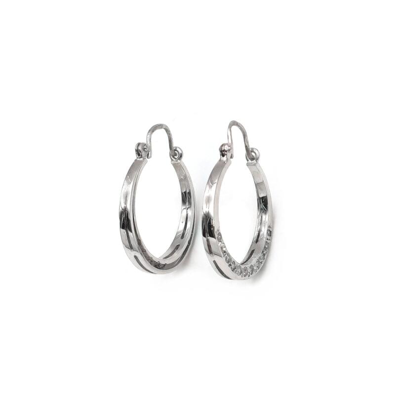 Vintage Creolen aus Weissgold mit Diamanten 2 Vintage Creolen aus Weissgold mit Diamanten