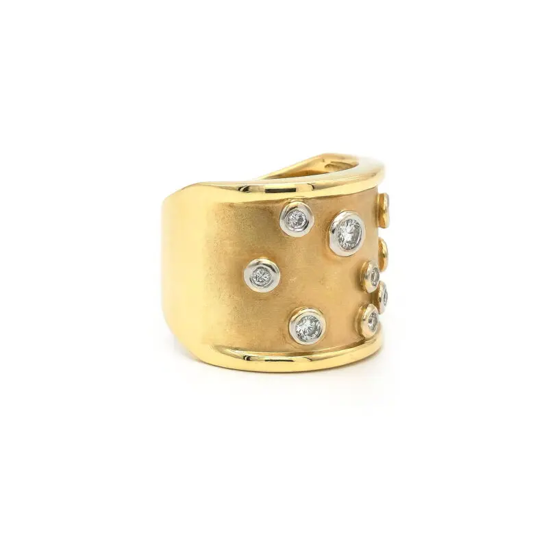 Breiter Bandring mit Diamanten 585er Gelbgold 3 Breiter Bandring mit Diamanten 585er Gelbgold