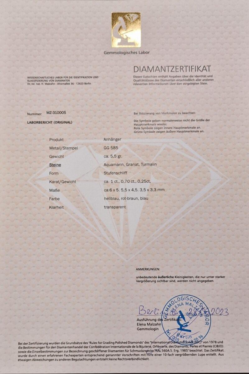 Antiker Anhänger mit 3 facettierten Steinen