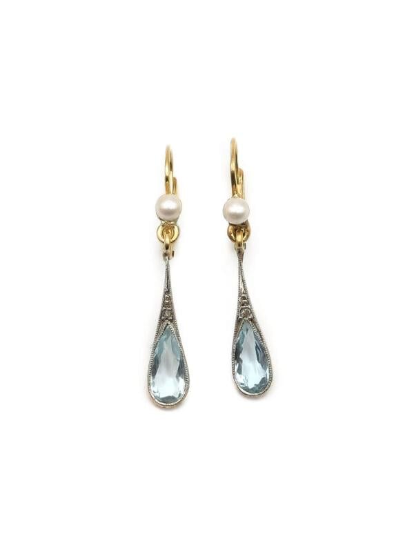 Art Deco Ohrringe mit Aquamarin