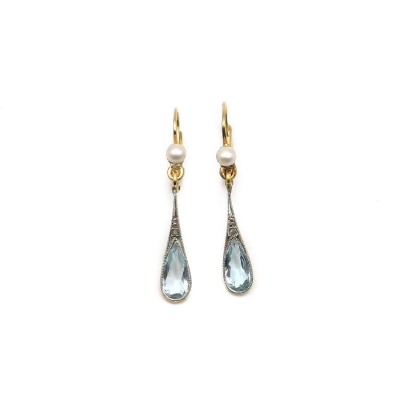 Art Deco Ohrringe mit Aquamarin 1 Art Deco Ohrringe mit Aquamarin