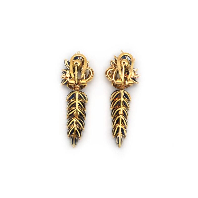 Saphire Clusterohrringe mit Diamanten 4 Saphire Clusterohrringe mit Diamanten