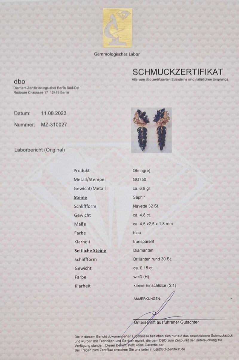 Saphire Clusterohrringe mit Diamanten 5 Saphire Clusterohrringe mit Diamanten