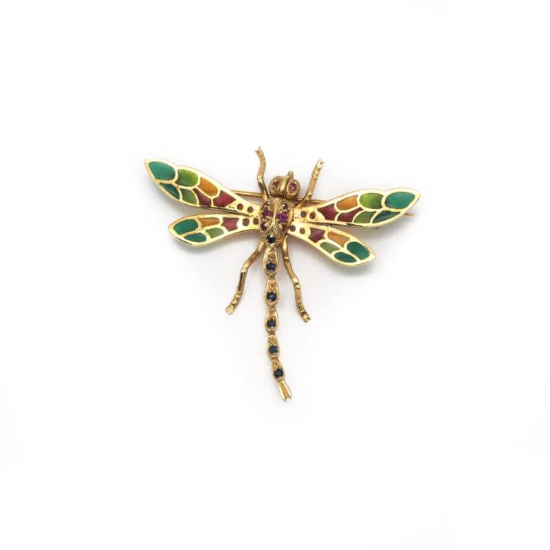 Libellen Brosche mit Emaillie 585er Gold 1 Libellen Brosche mit Emaillie 585er Gold