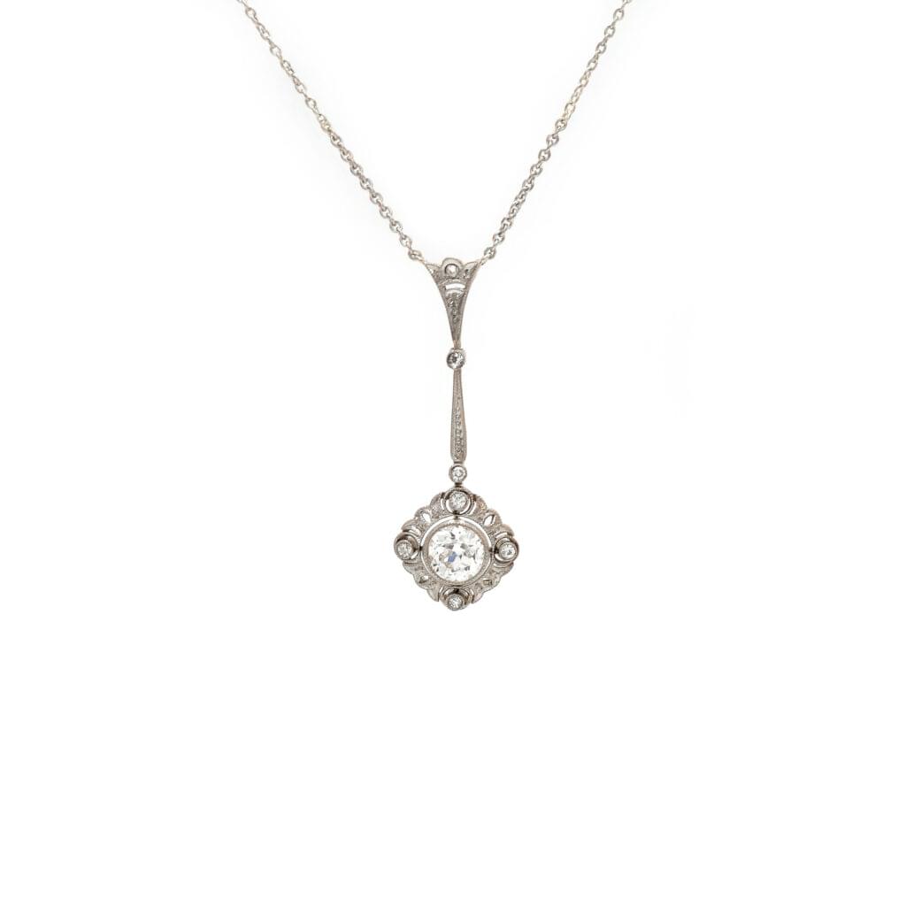 Art Deco Collier mit Diamanten in Platin auf Gold