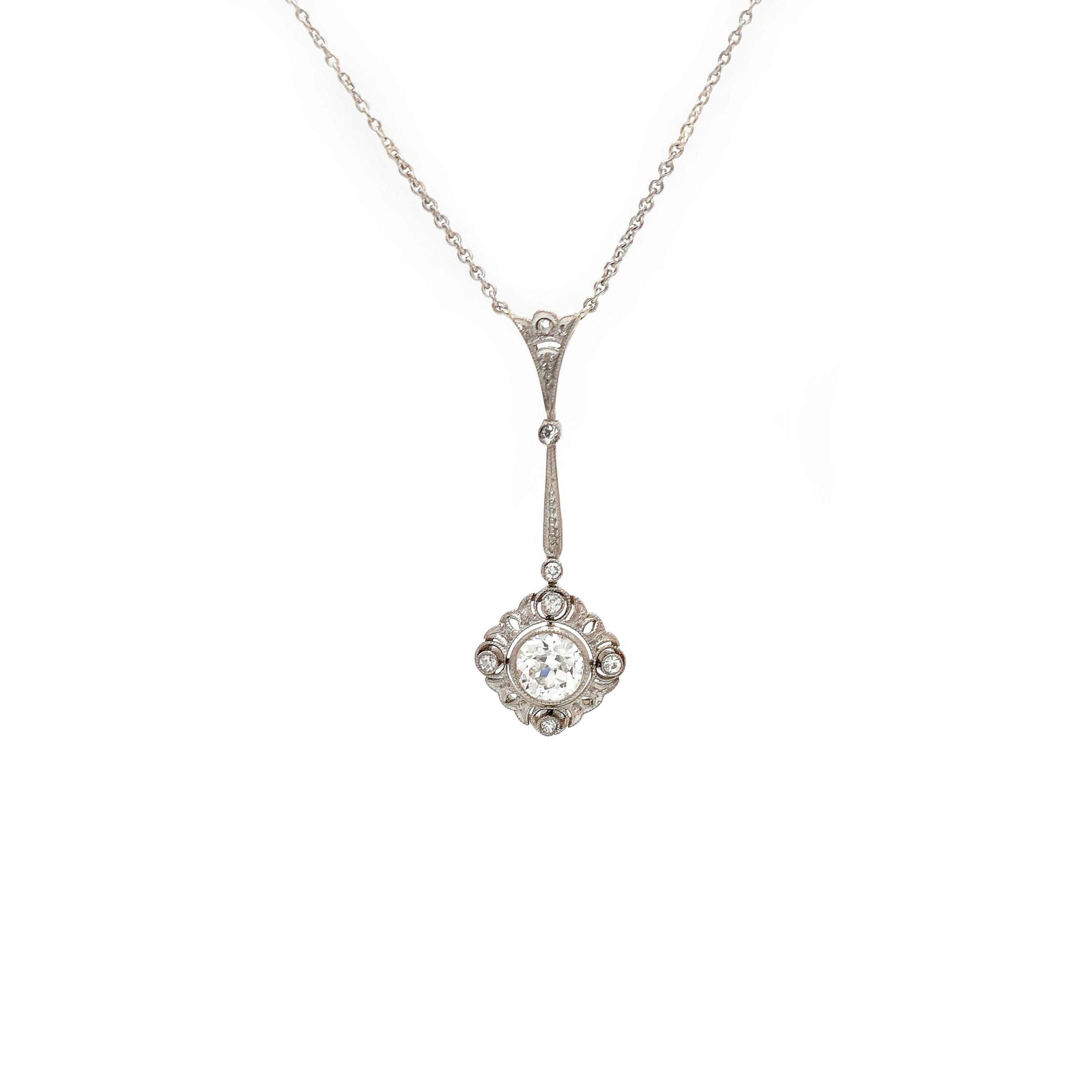Art Deco Collier mit Diamanten in Platin auf Gold 7 Art Deco Collier mit Diamanten in Platin auf Gold