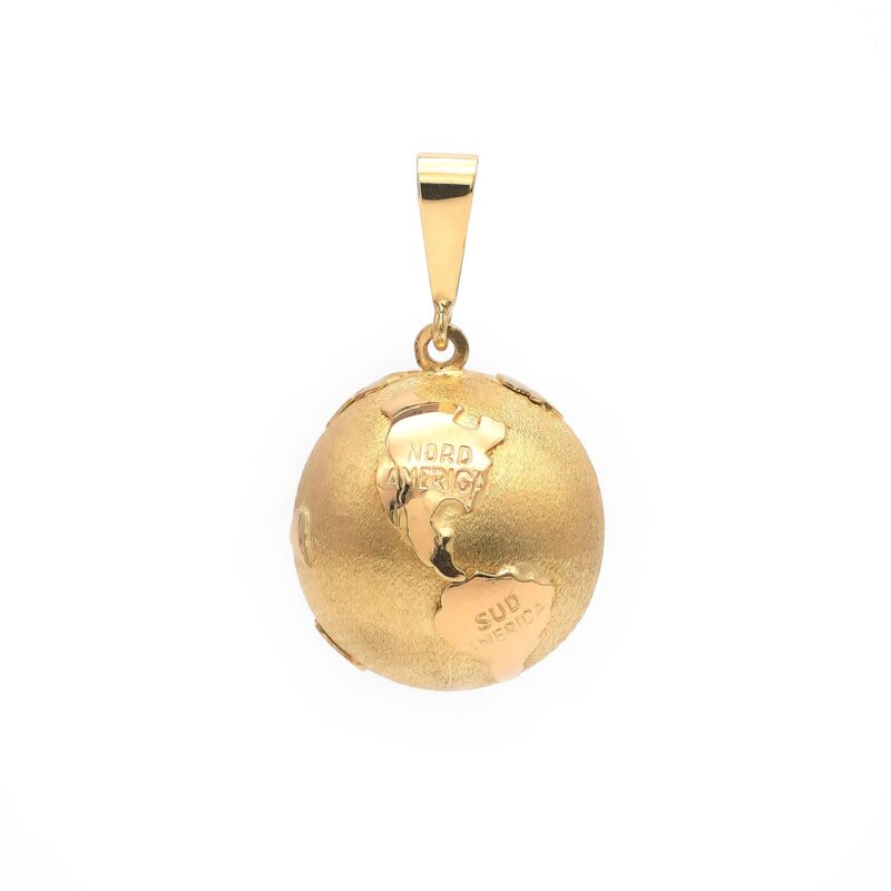 Anhänger Weltkugel Globus in Gelbgold