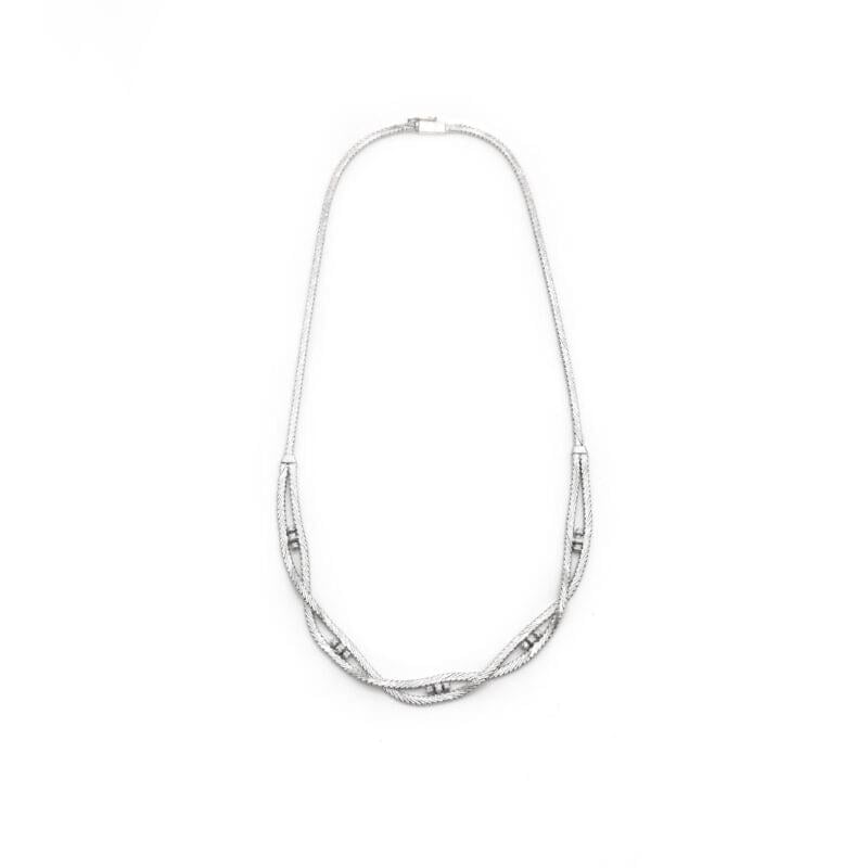 Weissgoldcollier mit Diamant geflochten 3 Weissgoldcollier mit Diamant geflochten