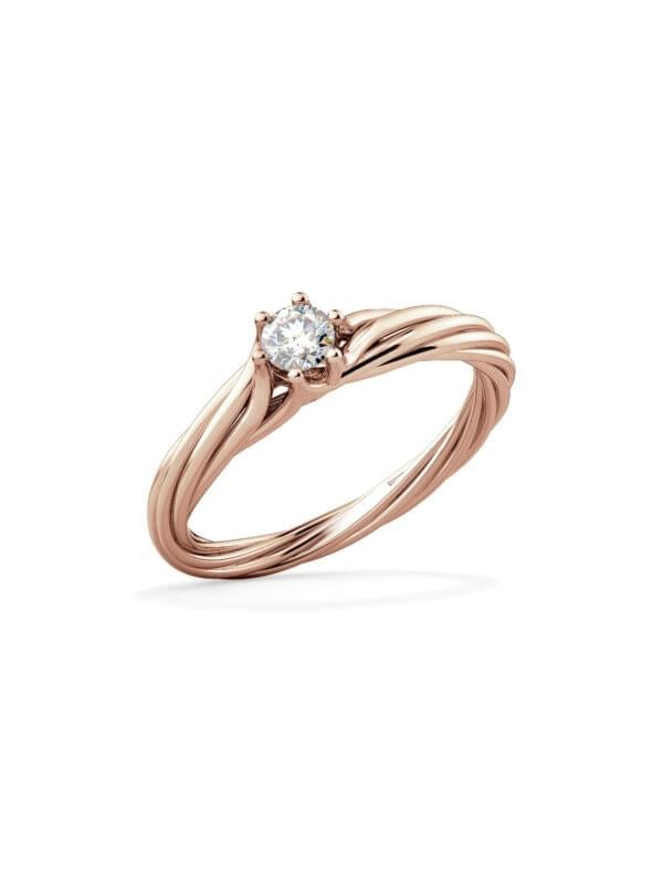 Luis & Freya Modern Waves Ring 4.0 Solitaire Rosegold
