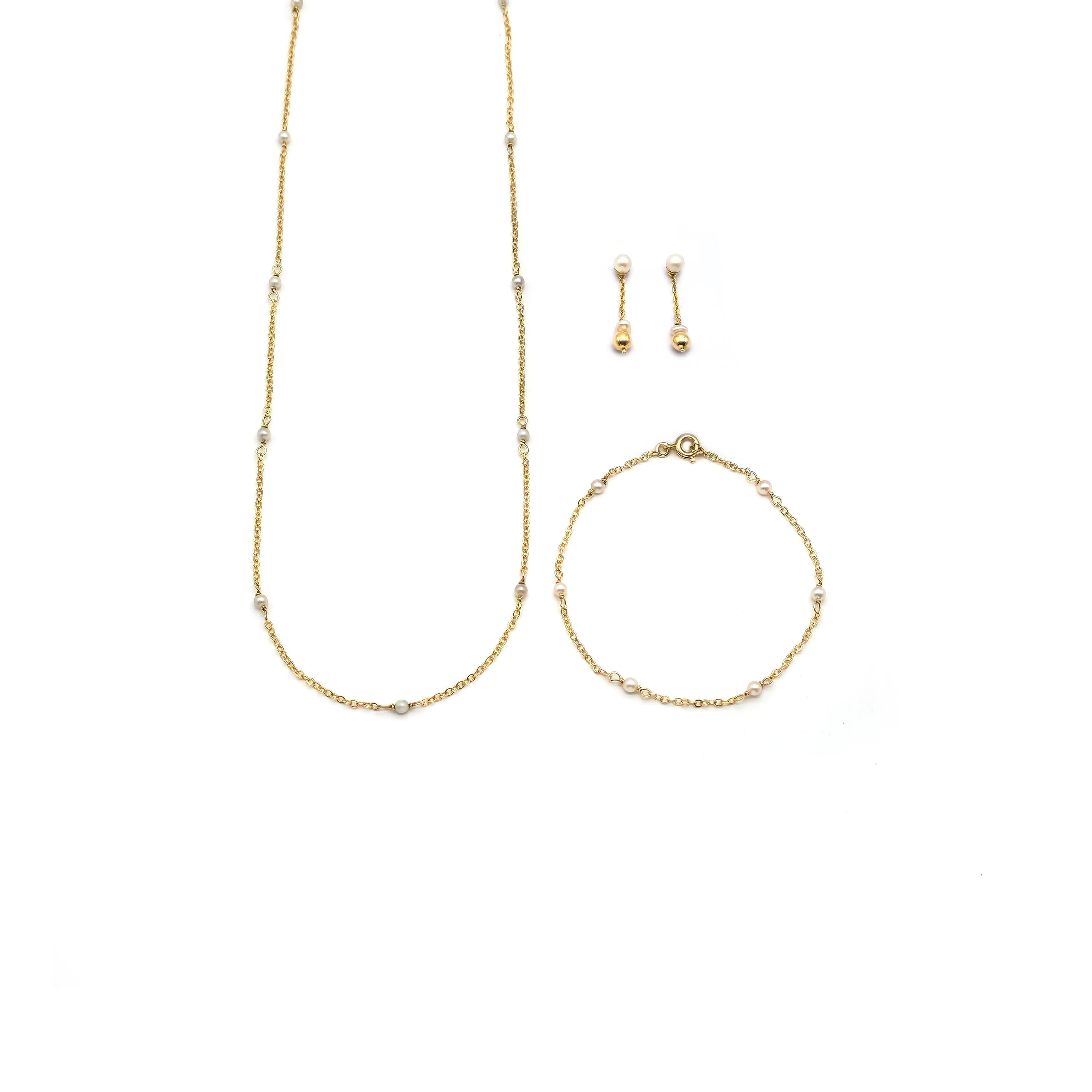 Feines Perlen Set in Gelbgold 5 Feines Perlen Set Gelbgold