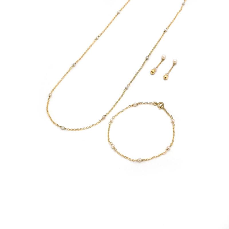 Feines Perlen Set in Gelbgold 2 Feines Perlen Set in Gelbgold