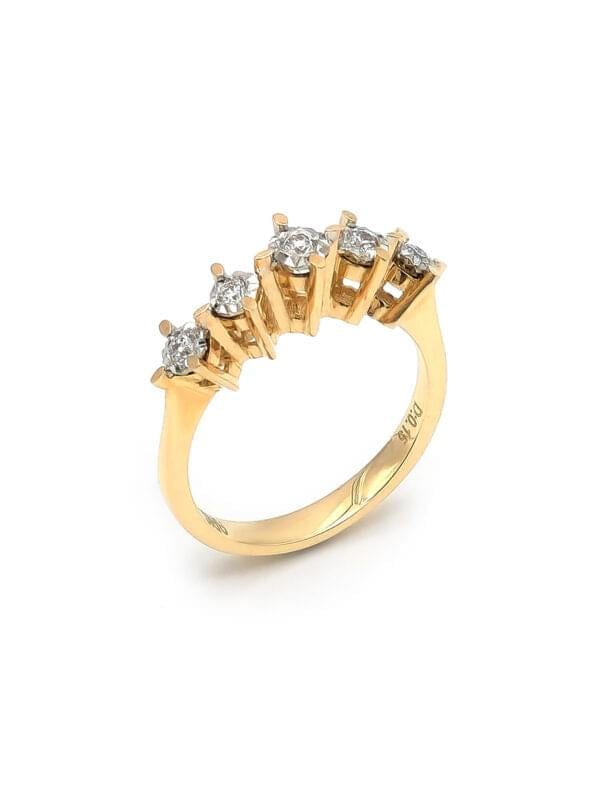 Fünfstein Diamantring Gelbgold