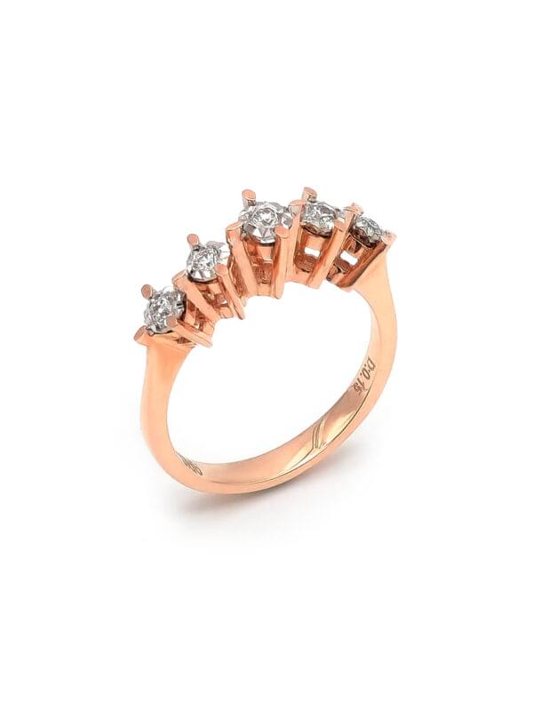 Fünfstein Diamantring Rosegold