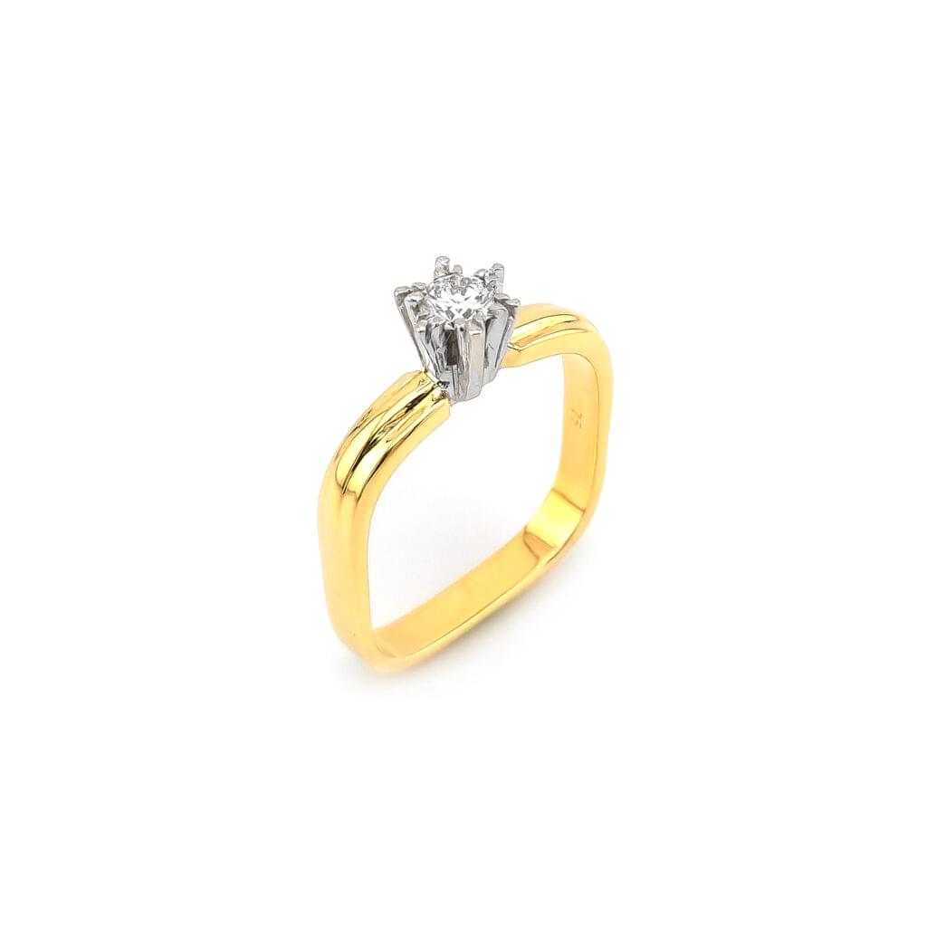 Eckiger Diamantring in Bicolor
