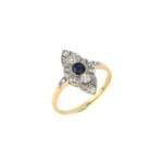 Art Deco Saphire Ring mit Diamanten