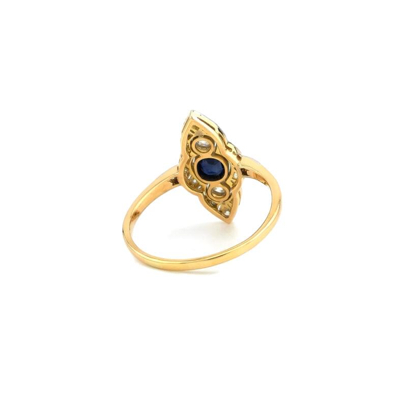 Art Deco Saphire Ring mit Diamanten 4 Art Deco Saphire Ring mit Diamanten