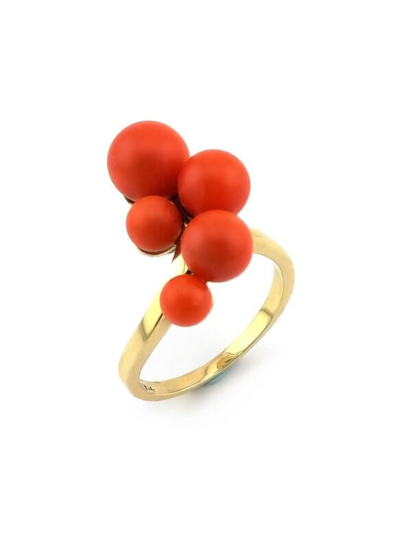 Korallen Designer Ring Gelbgold