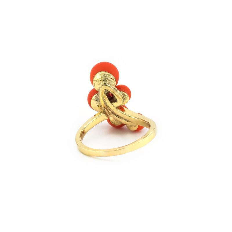 Korallen Designer Ring Gelbgold 4 Korallen Designer Ring Gelbgold