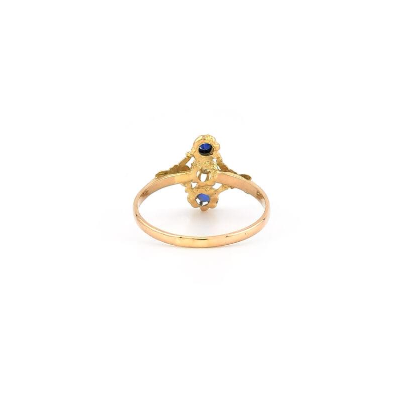 Antiker Saphire Ring mit Diamant Gelbgold 4 Antiker Saphire Ring mit Diamant Gelbgold
