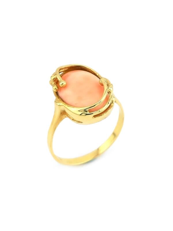 Vintage Ring mit Koralle Gelbgold