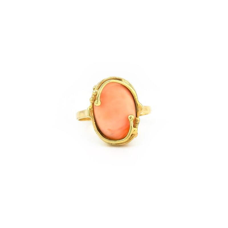 Vintage Ring mit Koralle Gelbgold 2 Vintage Ring mit Koralle Gelbgold