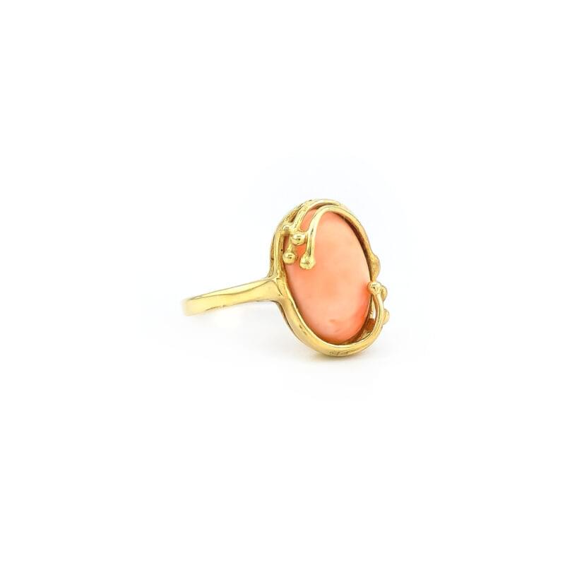 Vintage Ring mit Koralle Gelbgold 3 Vintage Ring mit Koralle Gelbgold