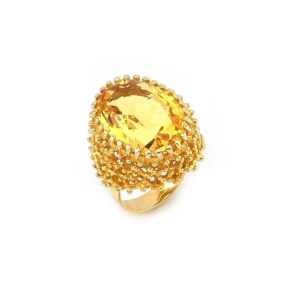 Designer Cocktailring mit mächtigem Citrin