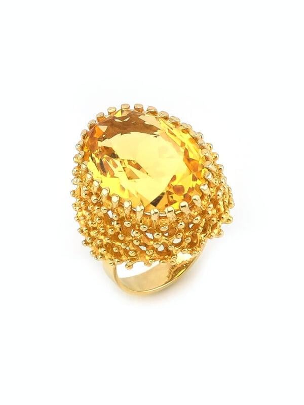 Designer Cocktailring mit mächtigem Citrin